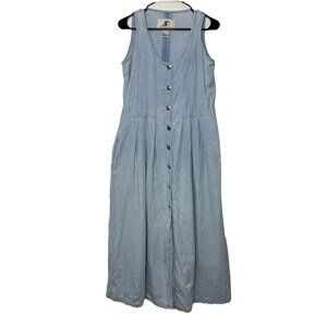 Rafaella Jeans Denim Dress Sz 6 Light Wash  Silver Buffalo Buttons